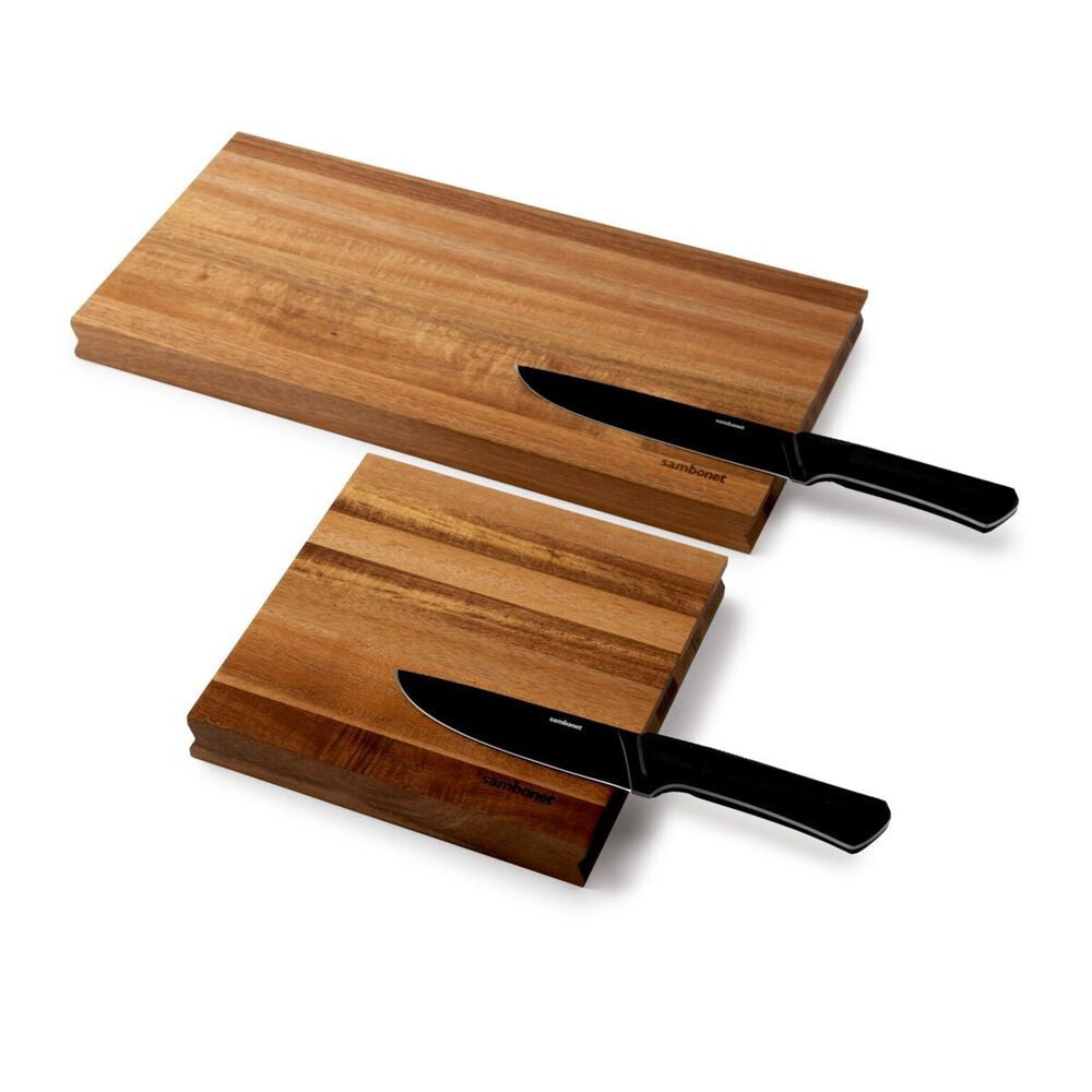23x23 cm - Sambonet Black Edge Tagliere Cucina Magnetico Quadrato In Legno Di Acacia