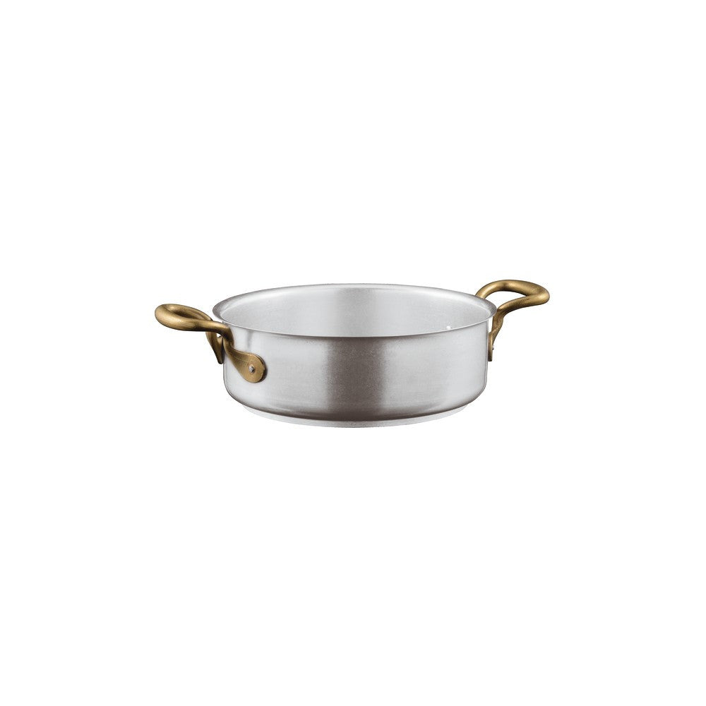 Sambonet 1965 Vintage Casseruola Bassa In Acciaio Inox Manici In Ottone