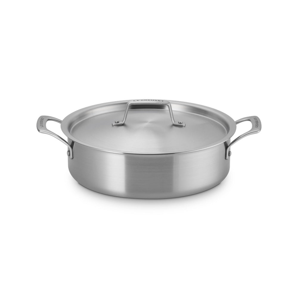 Le Creuset Essential Acciaio Inox Padella Alta Sautè Con Coperchio e Doppie Maniglie In Acciaio Inox