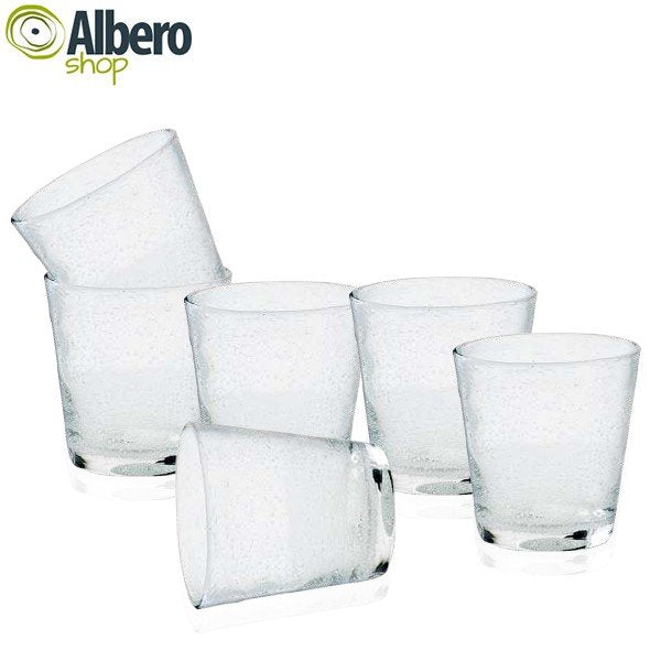 30 Cl Bollicine Bicchiere Acqua In Vetro Set 6 Pezzi