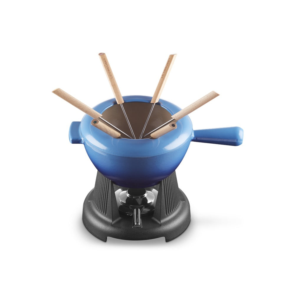 Le Creuset Savoiarda set fondue avec 6 fourchettes et réchaud en fonte vitrifiée