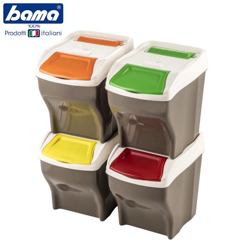27 Lt Bama Poker Plus Poubelle tri sélectif rectangulaire plastique Set de 4 pz