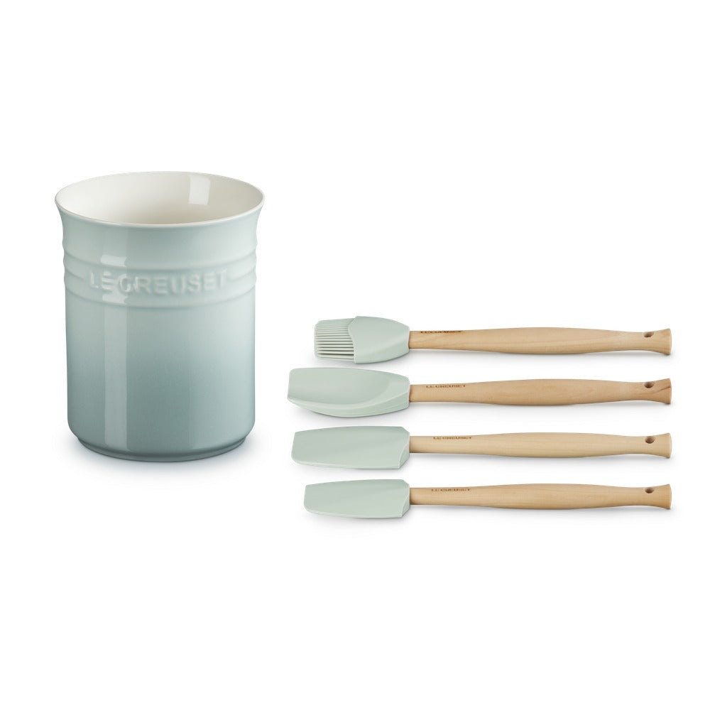 Le Creuset Craft Evolution set spatules de cuisine en silicone avec porte-spatules en grès - set 5 pièces