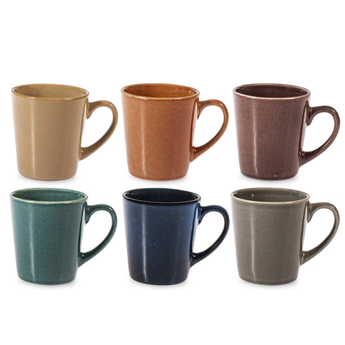 20 cl - H&H Tierra Tasse À Thé Couleurs Assorties en Grès Lot de 6 Pièces