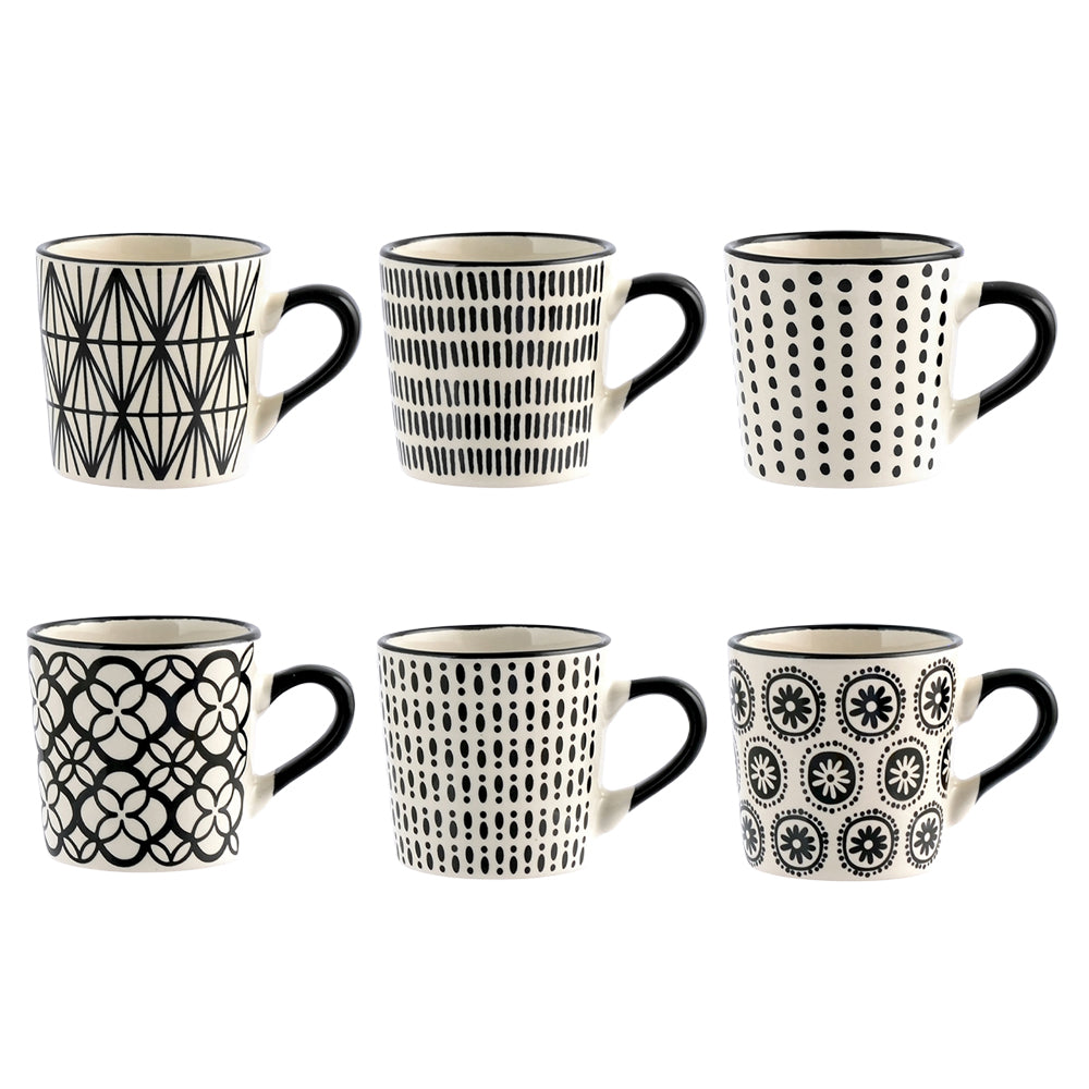 22 cl - H&H Vhera Tasse À Thé Couleurs Assorties en Grès Lot de 6 Pièces