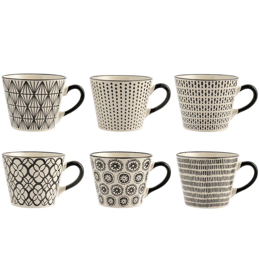 34 cl - H&H Vhera Tasse Cappuccino Couleurs Assorties en Grès Lot de 6 Pièces