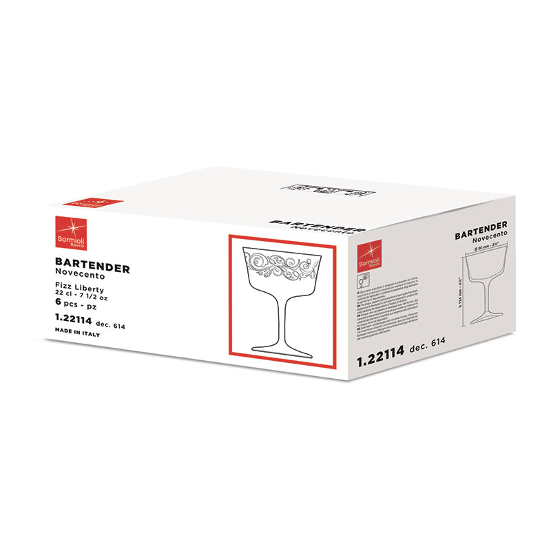 22 Cl Bormioli Rocco Bartender Calice Fizz In Vetro Set 6 Pezzi