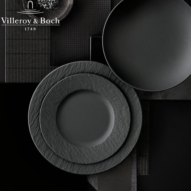 27 Cm Villeroy And Boch Manufacture Rock Plato Plano En Porcelana Set de 6 Pzas