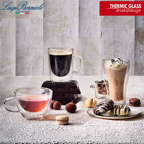 38 5 Cl Bormioli Luigi Thermic Glass Tasse à cappuccino en verre borosilicaté Set de 2 pièces