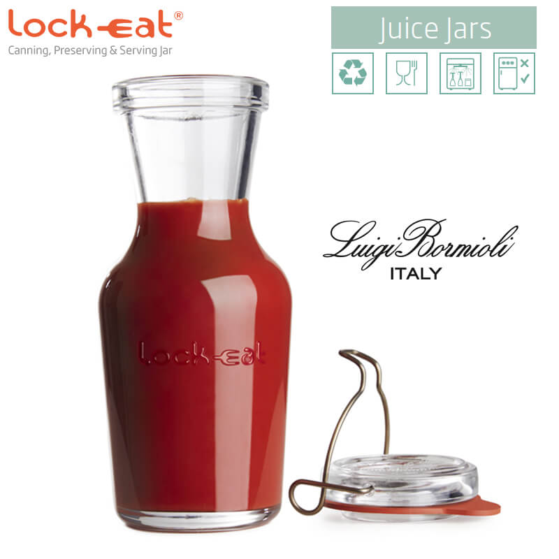 1 Litro Bormioli Luigi Lock Eat Karaffe aus Glas Set mit 6 Teilen