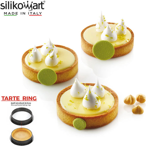 8 Cm Silikomart Tarte Ring Moule anneau micro-perforé Antiadhésif en silicone Set de 6 pz