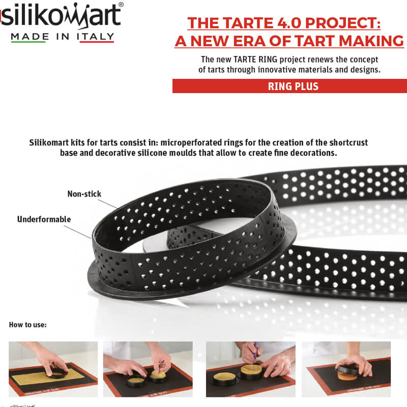 19 Cm Silikomart Tarte Ring Molde anillo microperforado antiadherente de silicona
