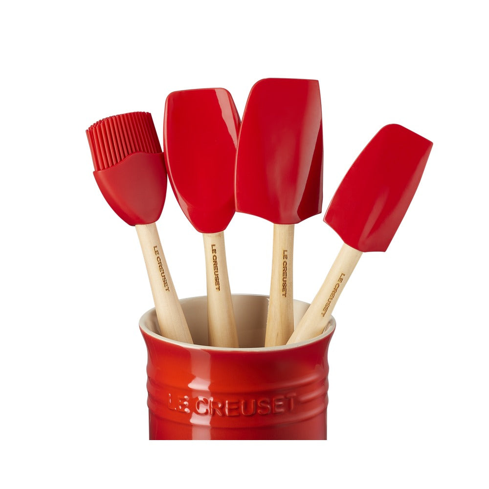 Le Creuset Craft Evolution set spatules de cuisine en silicone avec porte-spatules en grès - set 5 pièces