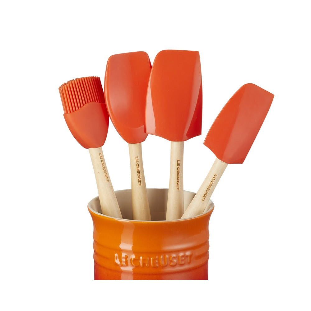 Le Creuset Craft Evolution set spatules de cuisine en silicone avec porte-spatules en grès - set 5 pièces