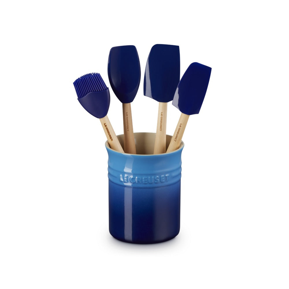 Le Creuset Craft Evolution set spatules de cuisine en silicone avec porte-spatules en grès - set 5 pièces