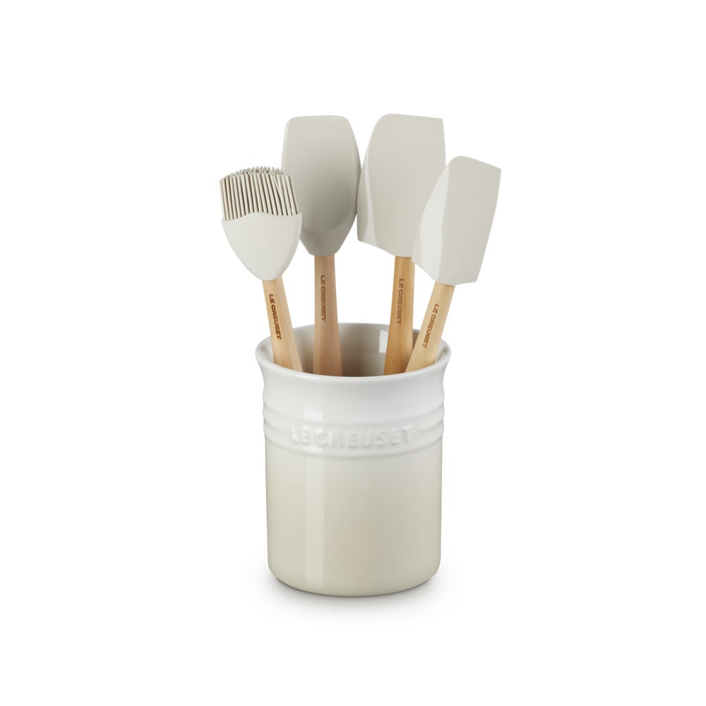 Le Creuset Craft Evolution set spatules de cuisine en silicone avec porte-spatules en grès - set 5 pièces
