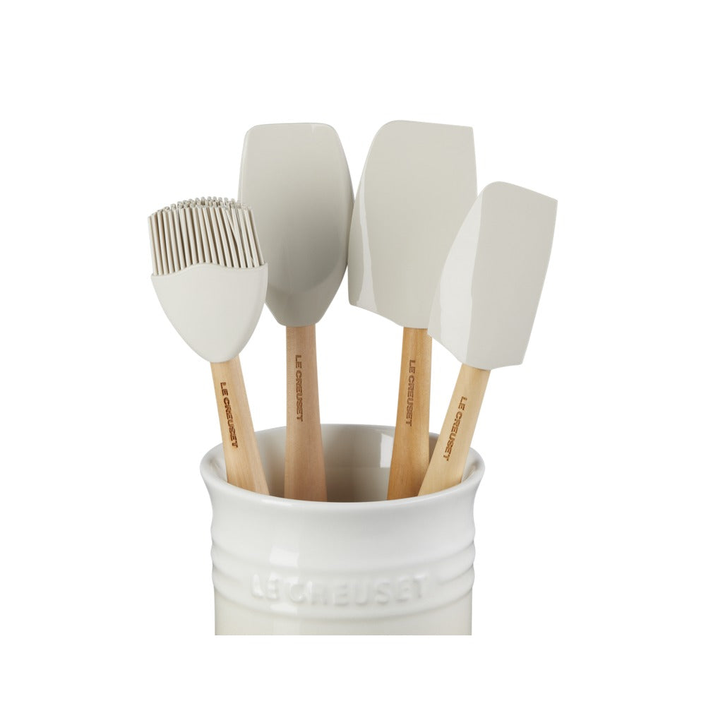 Le Creuset Craft Evolution set spatules de cuisine en silicone avec porte-spatules en grès - set 5 pièces