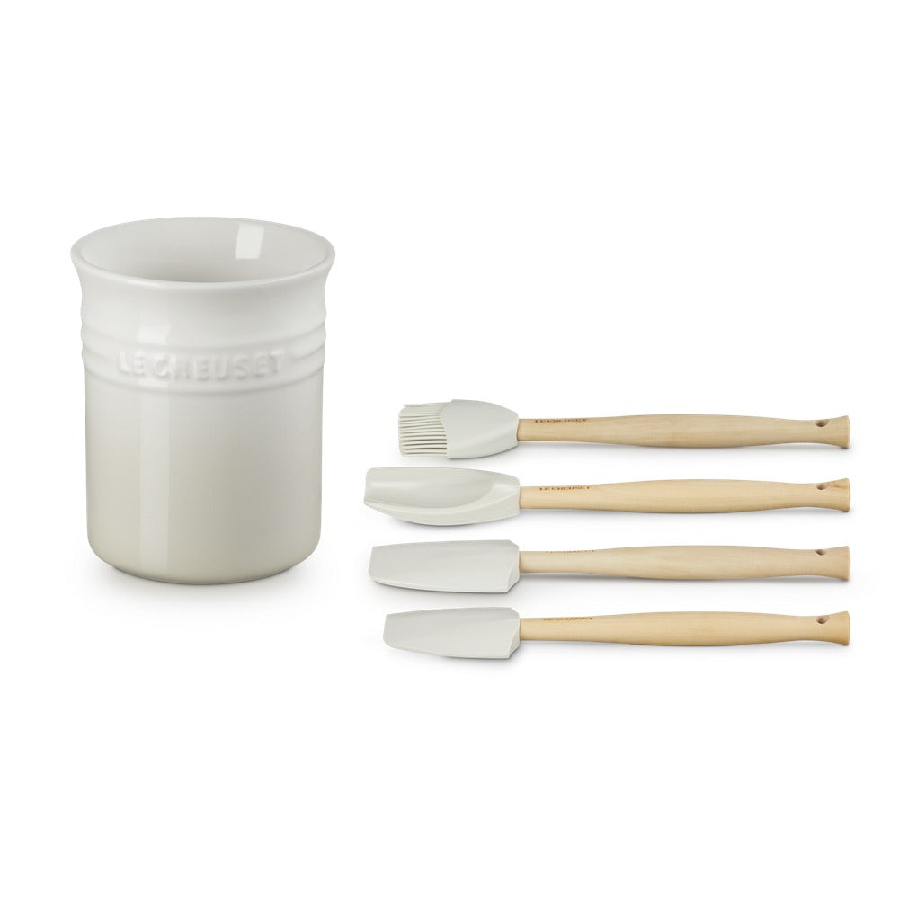 Le Creuset Craft Evolution set spatules de cuisine en silicone avec porte-spatules en grès - set 5 pièces