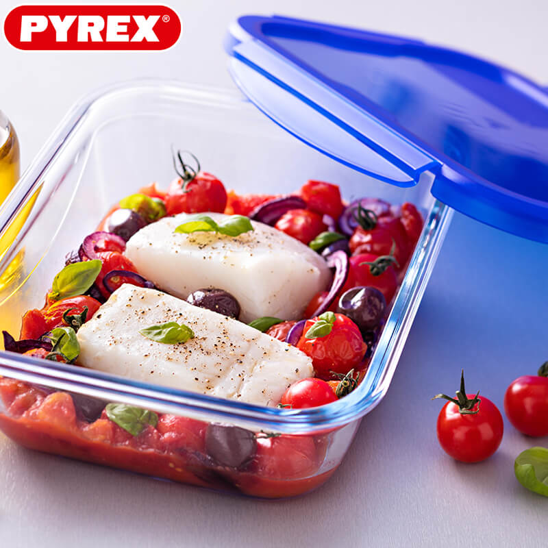 Pyrex Cook And Go Contenant alimentaire hermétique rectangulaire en verre borosilicaté