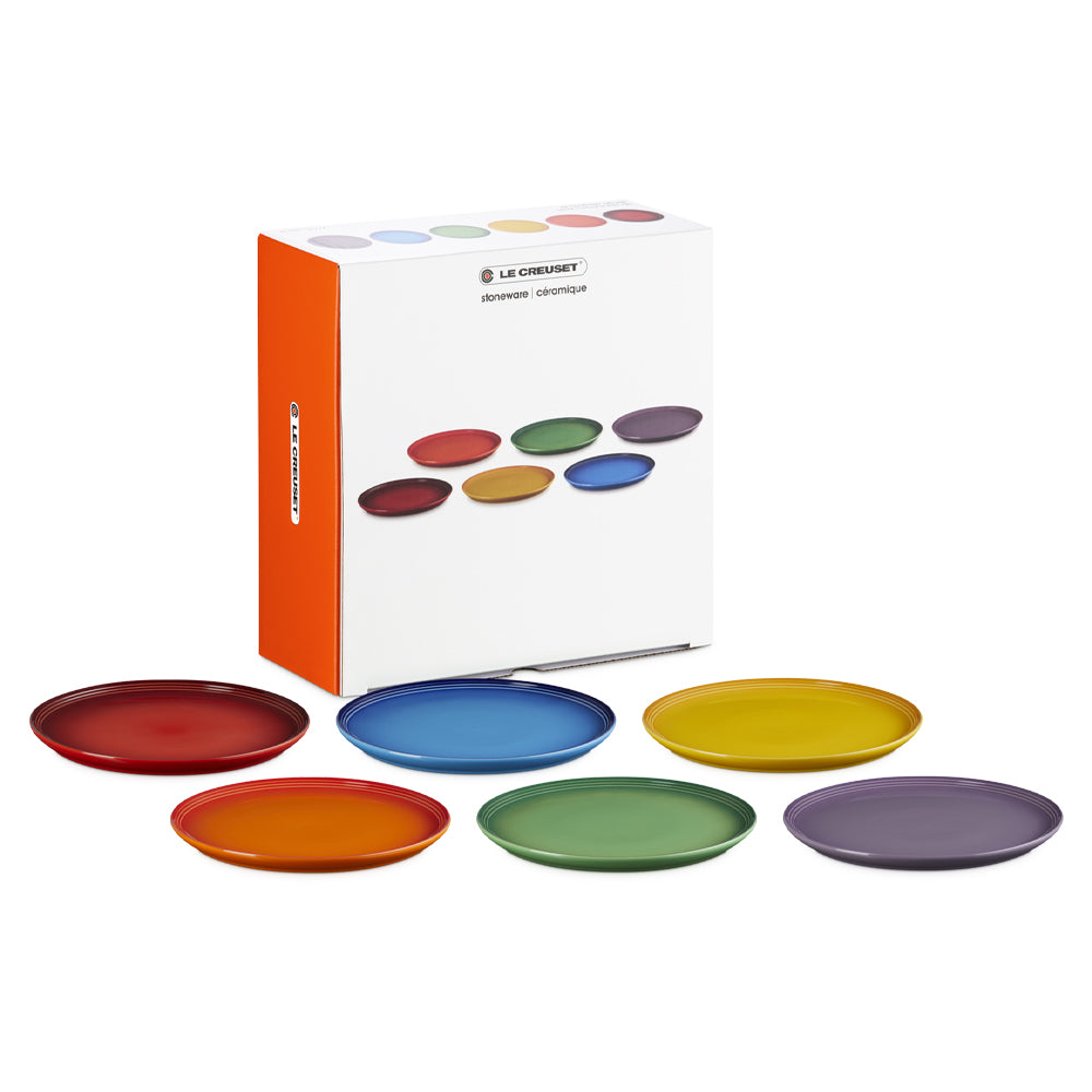 27 cm - Le Creuset Rainbow Coupe Piatto Fondo Colori Assortiti In Gres Vetrificato Set 6 Pz