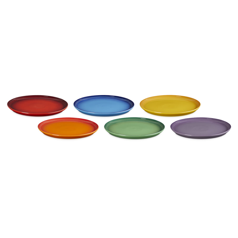 22 cm - Le Creuset Rainbow Coupe Assiette Fruit Couleurs Assorties En Grès Émaillé Set de 6 Pcs