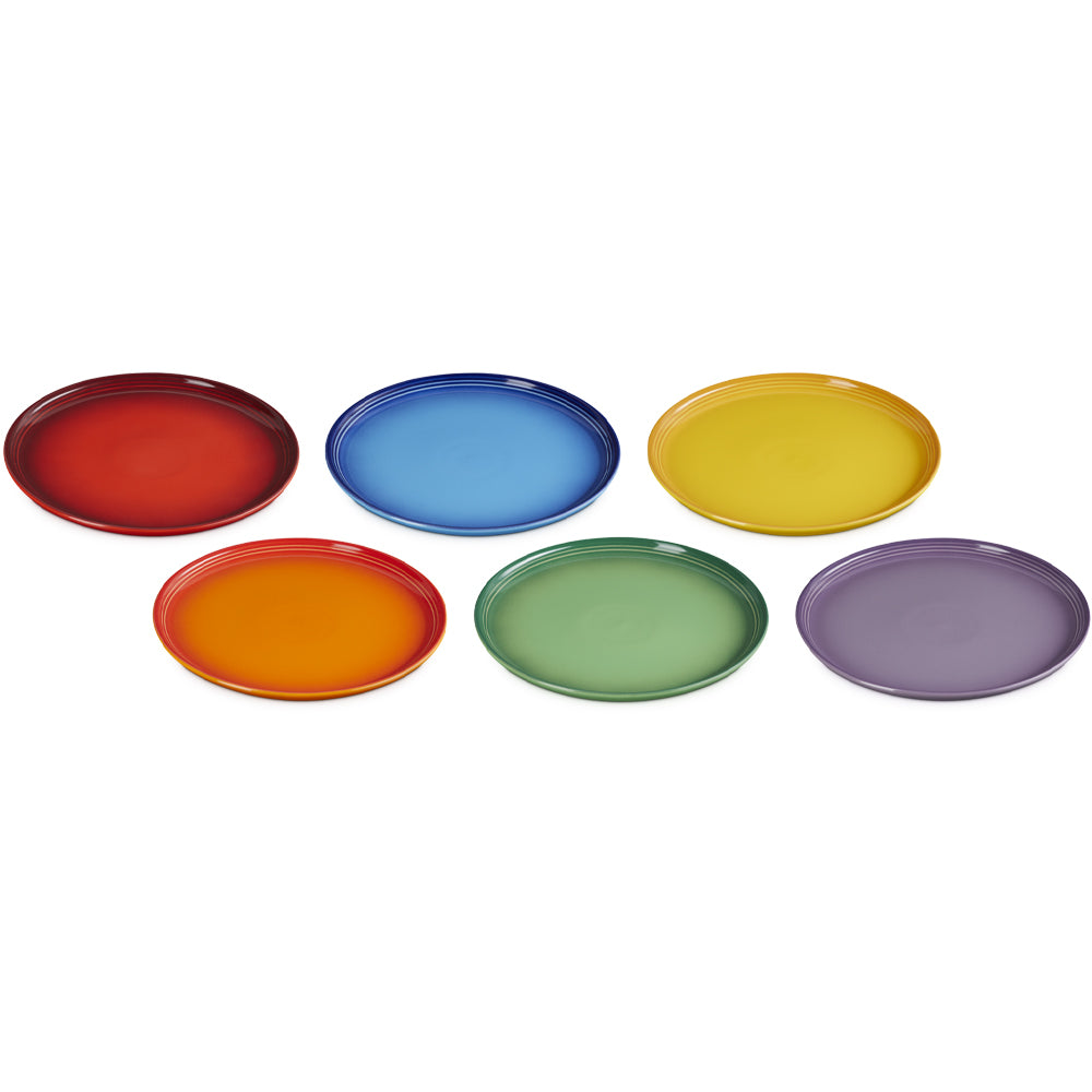 22 cm - Le Creuset Rainbow Coupe Assiette Fruit Couleurs Assorties En Grès Émaillé Set de 6 Pcs
