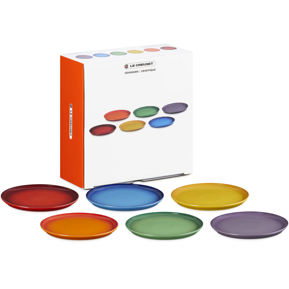 22 cm - Le Creuset Rainbow Coupe Assiette Fruit Couleurs Assorties En Grès Émaillé Set de 6 Pcs