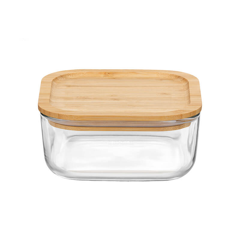 10X10 Cm Bormioli Rocco Frigoverre Bamboo Quadratischer Lebensmittelbehälter Aus Glas Mit Bambusdeckel