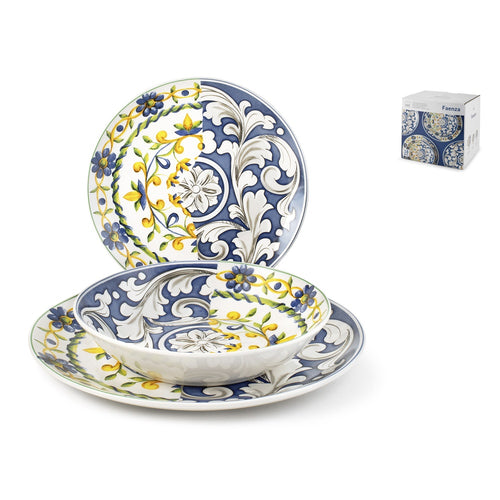 H&H Coupe Faenza Tellerservice aus Porzellan - Set mit 18 Stk