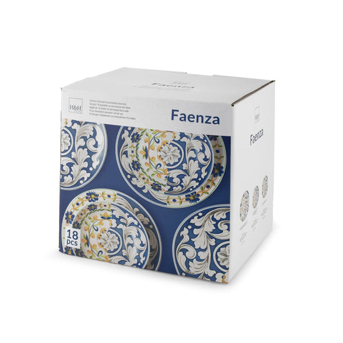H&H Coupe Faenza Tellerservice aus Porzellan - Set mit 18 Stk