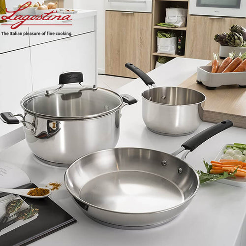Lagostina Tempra Set Pentole In Acciaio Inox Set 9 Pz