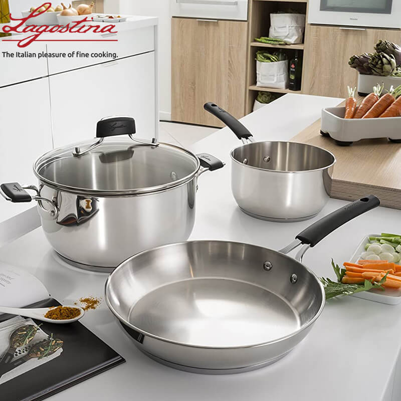 Lagostina Tempra Kochtopf-Set aus Edelstahl Set mit 6 Stk