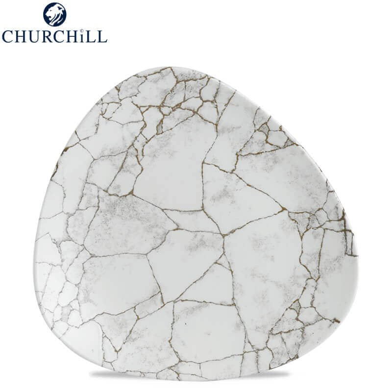 26 5X26 5 Cm Churchill Studio Prints Kintsugi Plato llano triangular de porcelana vitrificada