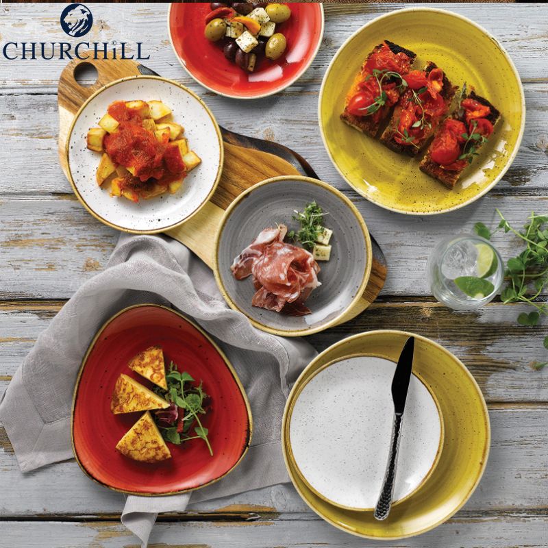 Churchill Stonecast driehoekig servies in geglazuurd porselein - set 12 stuks