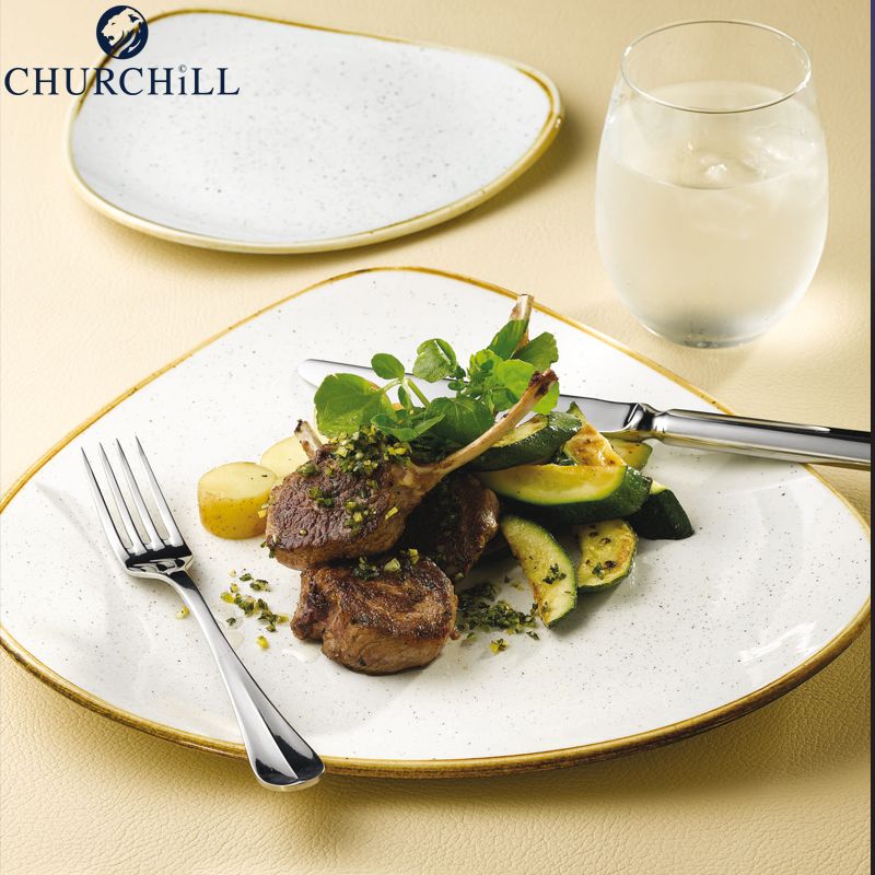Churchill Stonecast driehoekig servies in geglazuurd porselein - set 12 stuks