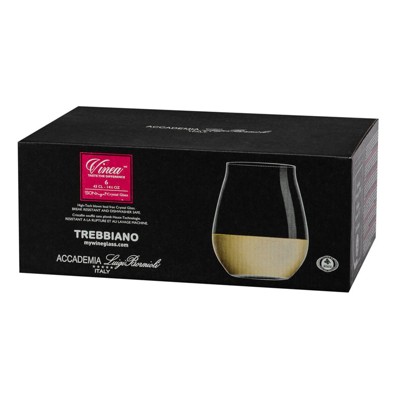 43 Cl Bormioli Luigi Vinea Verre à Vin Blanc Trebbiano en Verre - Lot de 6 Pièces