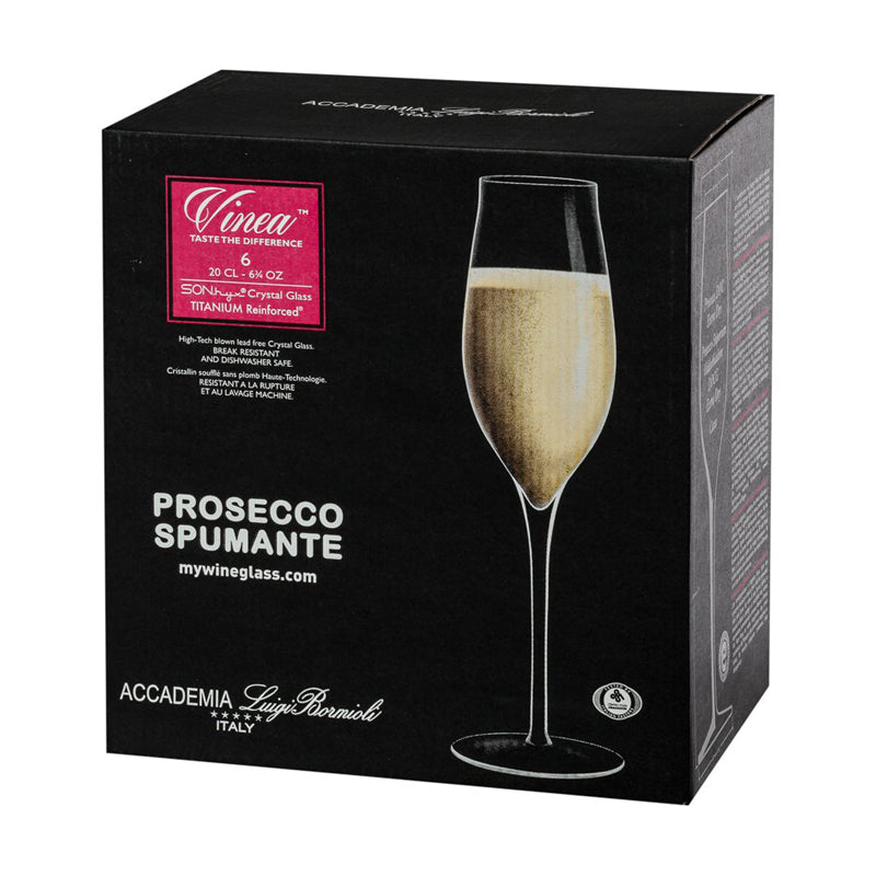 20 Cl Bormioli Luigi Vinea Copa flute de vidrio Set de 6 piezas