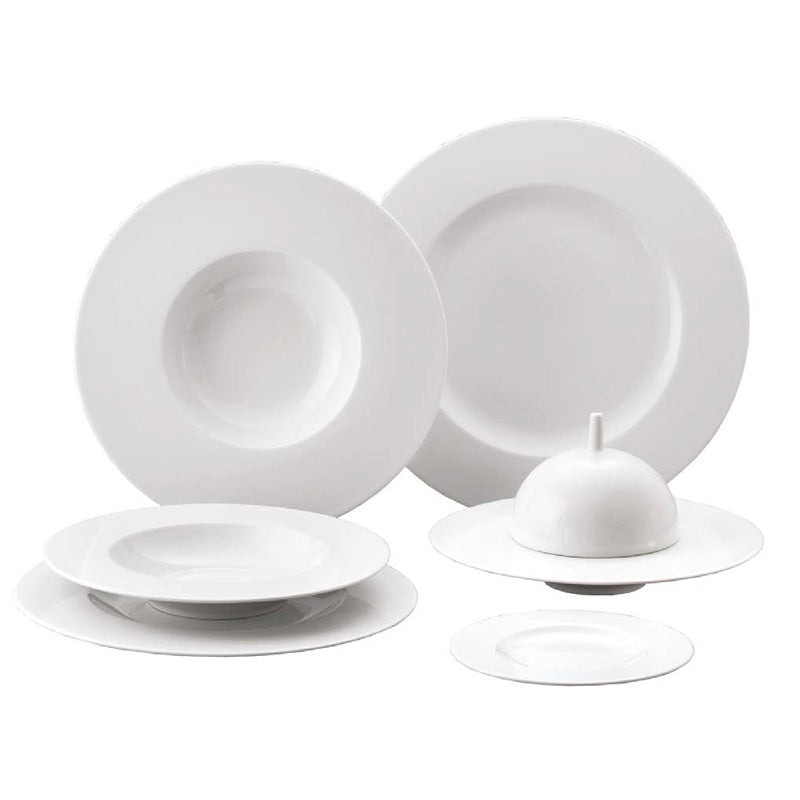 25 Cm Costa Verde Saturno Assiette creuse en porcelaine Set de 12 pz