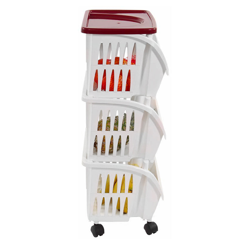 Bama Tidy Chariot De Rangement Avec Roues Et Plateau En Plastique Set 3 Pz