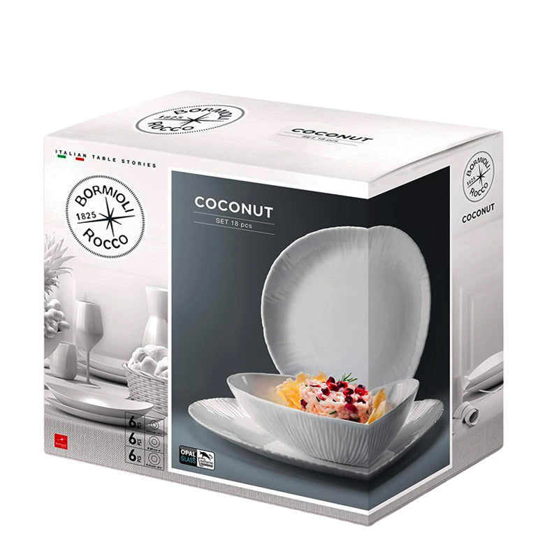 Bormioli Rocco Coconut Geschirrset aus Opalglas Set mit 18 Stück