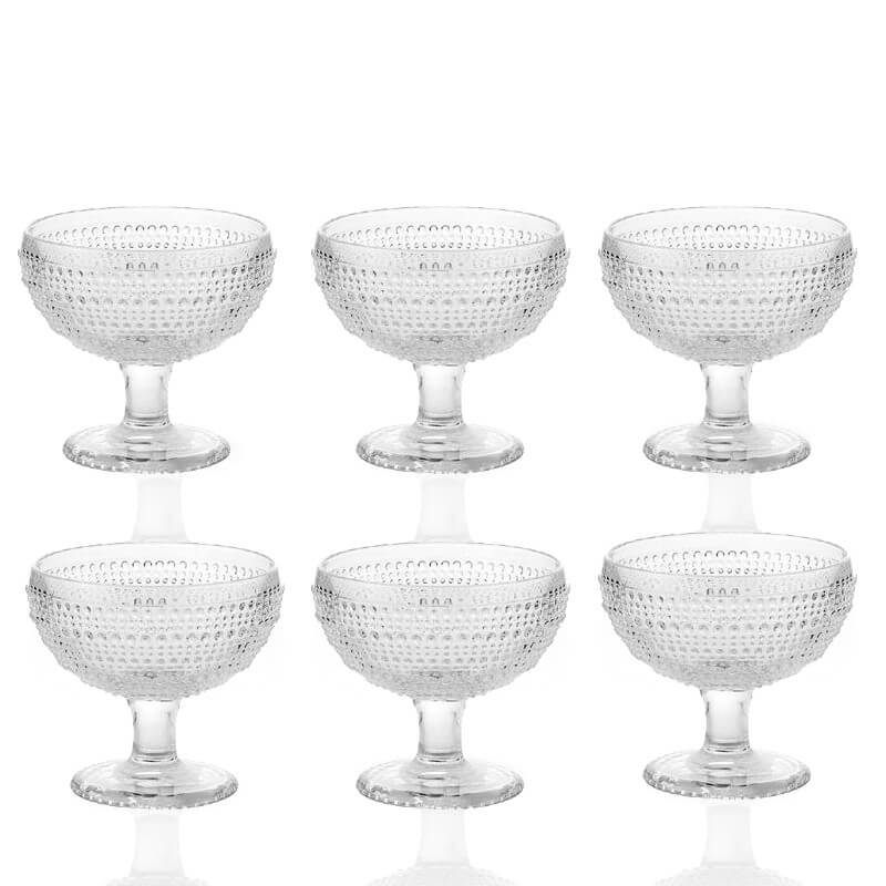 29 Cl Diamante Copa de postre de vidrio Set de 6 piezas