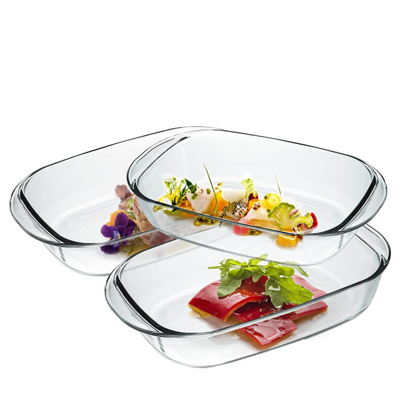 Duralex Ovenchef Rechteckige Auflaufform aus Sicherheitsglas Set mit 3 Stk