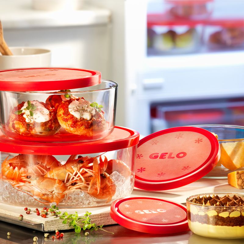 Bormioli Rocco Gelo Voedselbewaarcontainers van glas set van 4 stuks