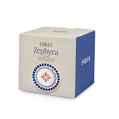 H&H Zephyra Tafelservice Aus Porzellan - Set mit 18 Stück