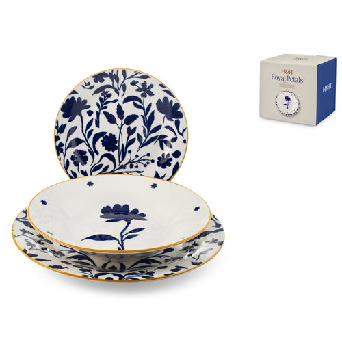 H&H Royal Petals Tafelservice Aus Porzellan - Set mit 18 Stück