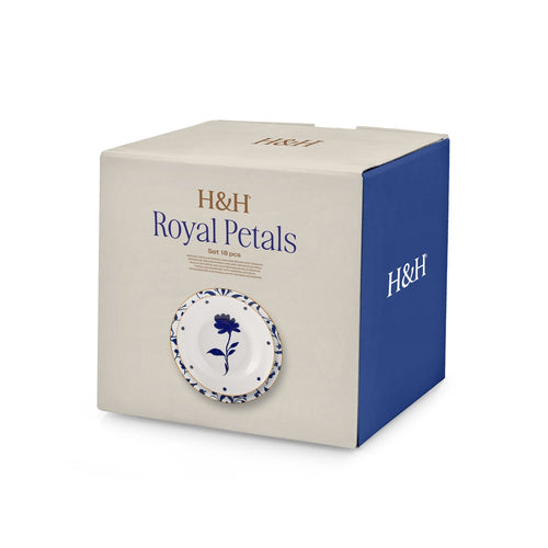 H&H Royal Petals Tafelservice Aus Porzellan - Set mit 18 Stück