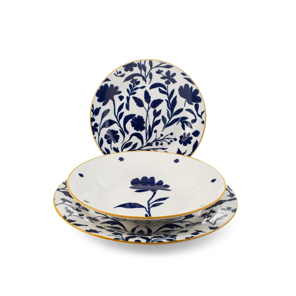 H&H Royal Petals Servizio Piatti In Porcellana - Set 18 Pz