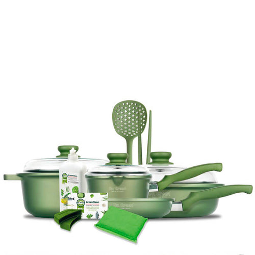 Risoli Dr Green Stone Antihaft-Aluminium-Kochgeschirr-Set Set 14 Pz