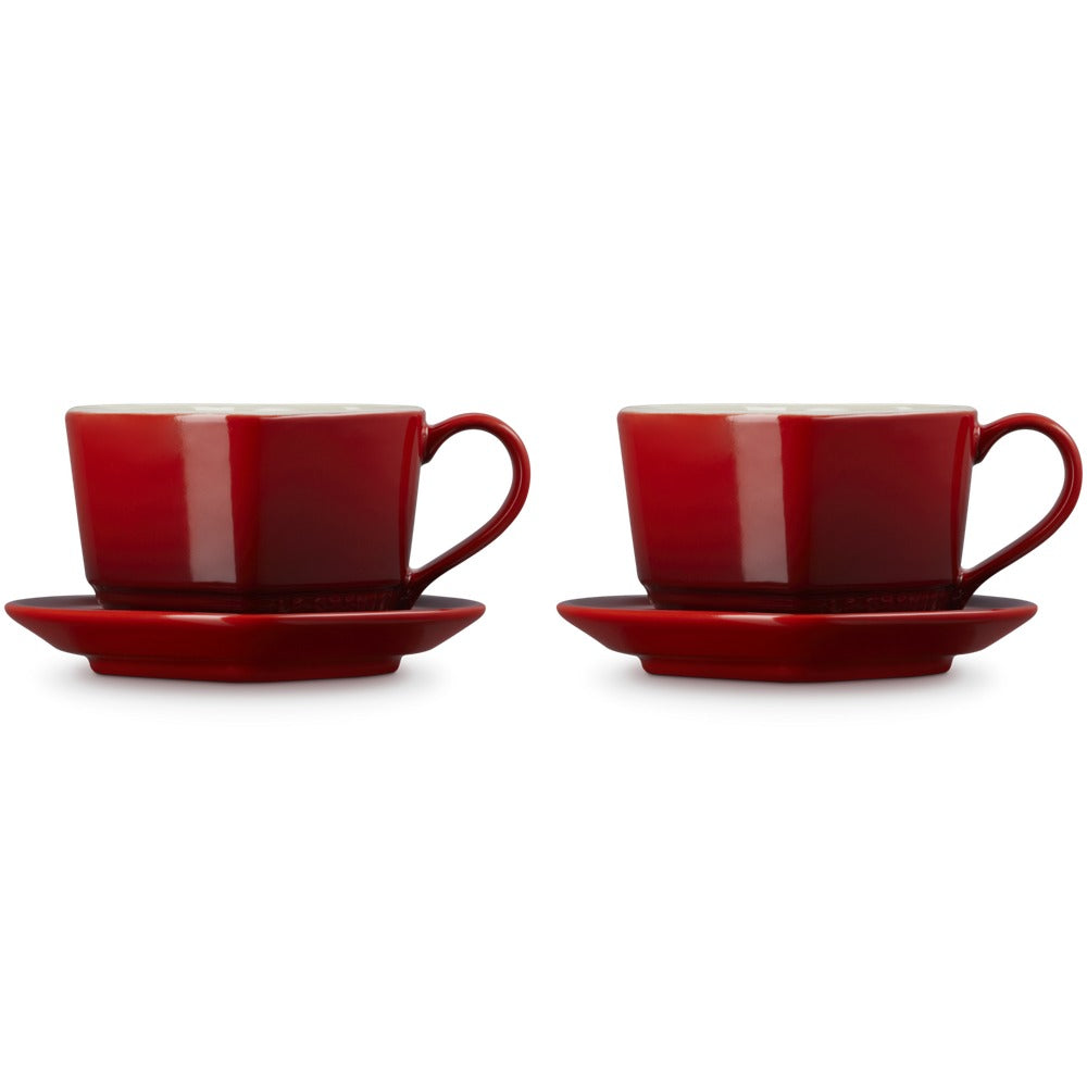 22 cl - Le Creuset Cuore Tasse Cappuccino Avec Soucoupe En Grès Émaillé Set 2 Pz