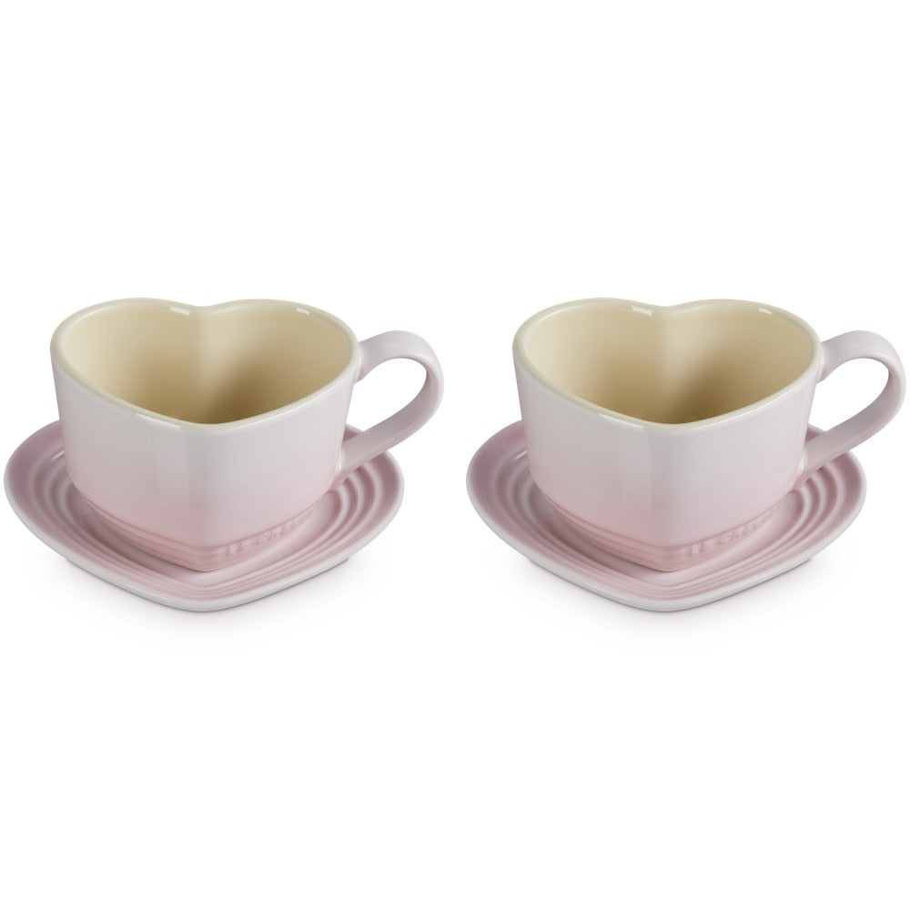 22 cl - Le Creuset Cuore Tasse Cappuccino Avec Soucoupe En Grès Émaillé Set 2 Pz